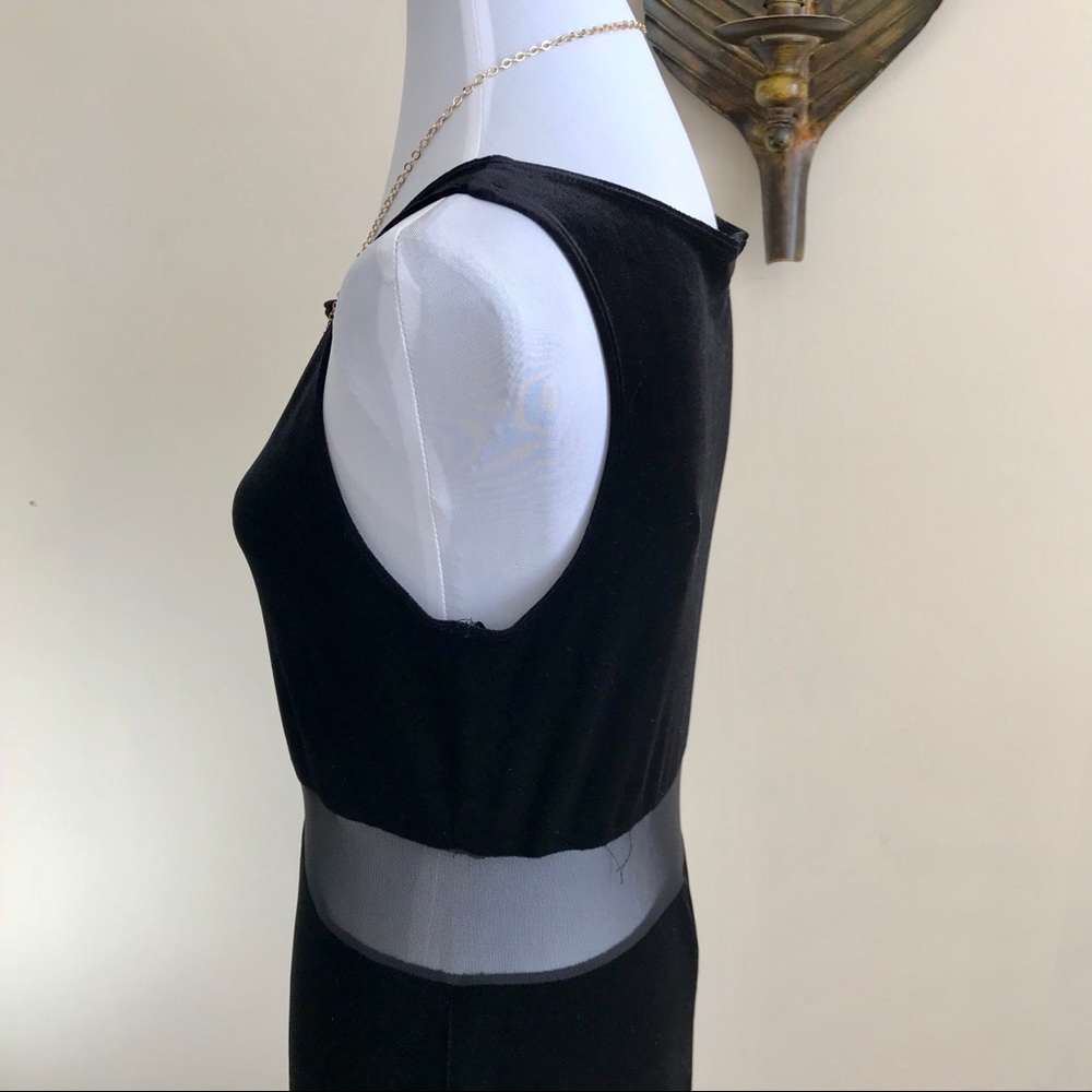 Vintage 90s Black Velvet Cutout Maxi Dress Flaw - Picture 6 of 8